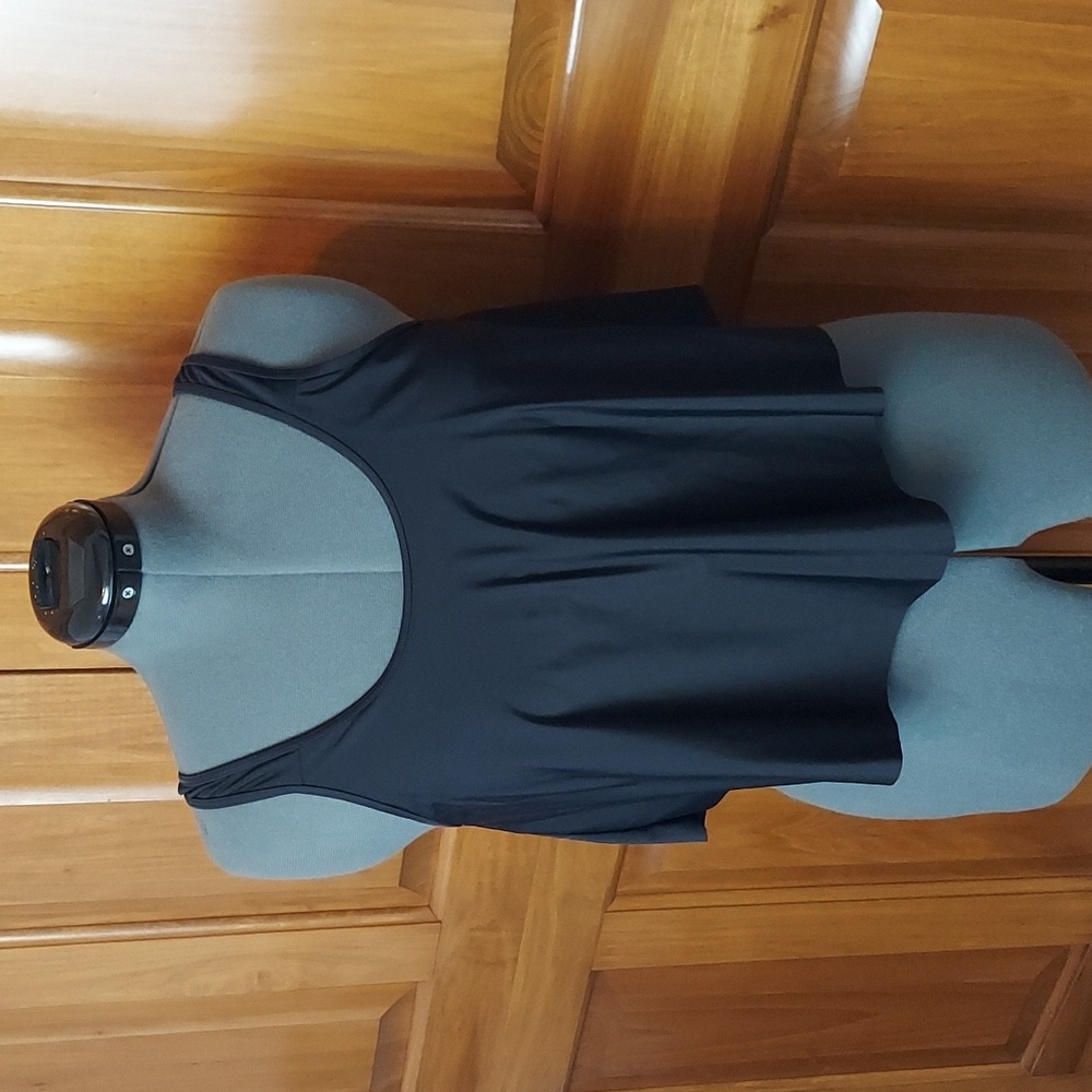 * SouqFone Black Flowy Tankini Swimsuit Top Adjustable Straps, Size XL, NEW